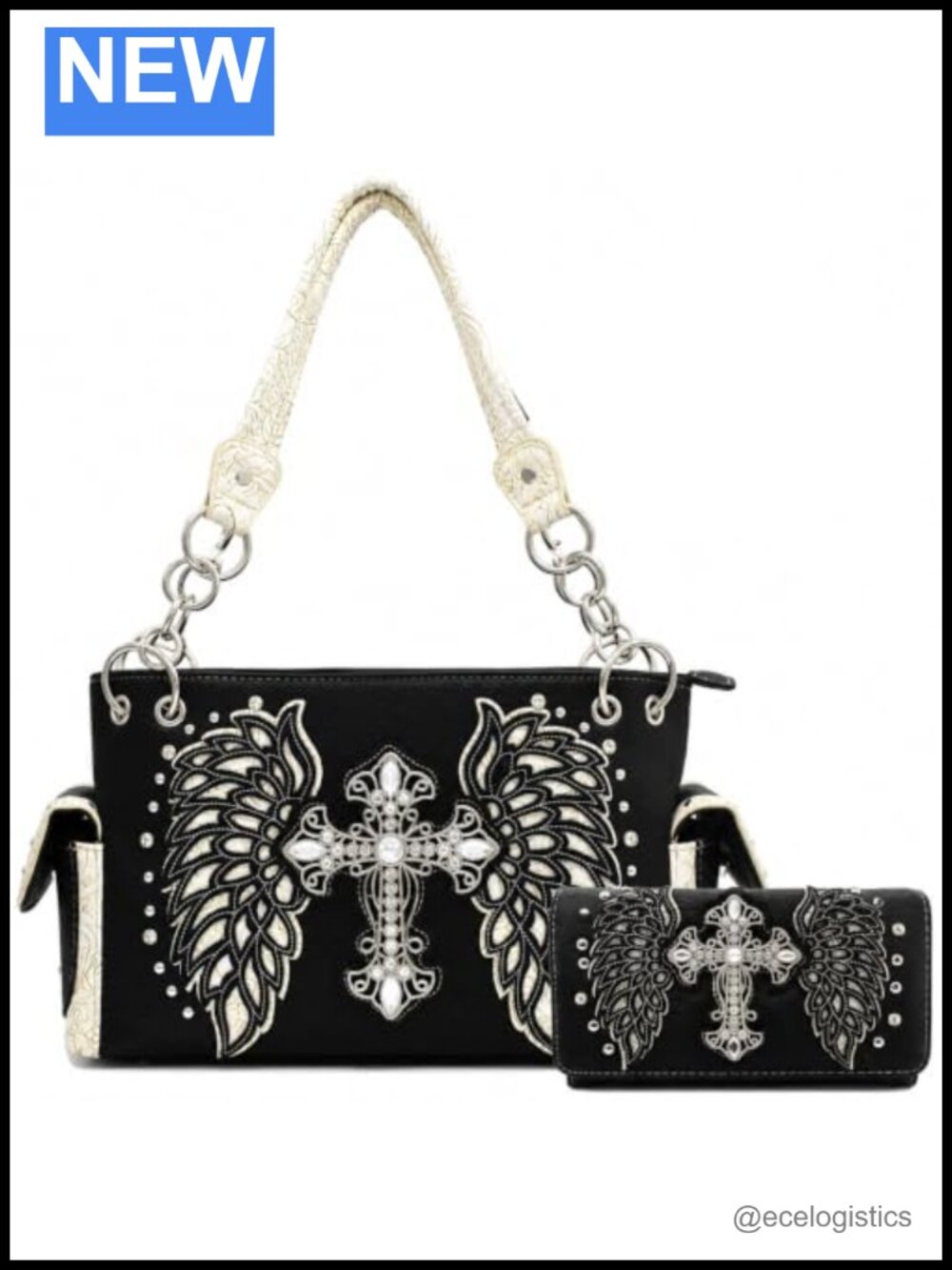 Western Cross Purse and Wallet Set, Faux Leather Shoulder Bag